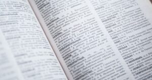 Open dictionary showing detailed entries, representing multilingual SEO and translated content