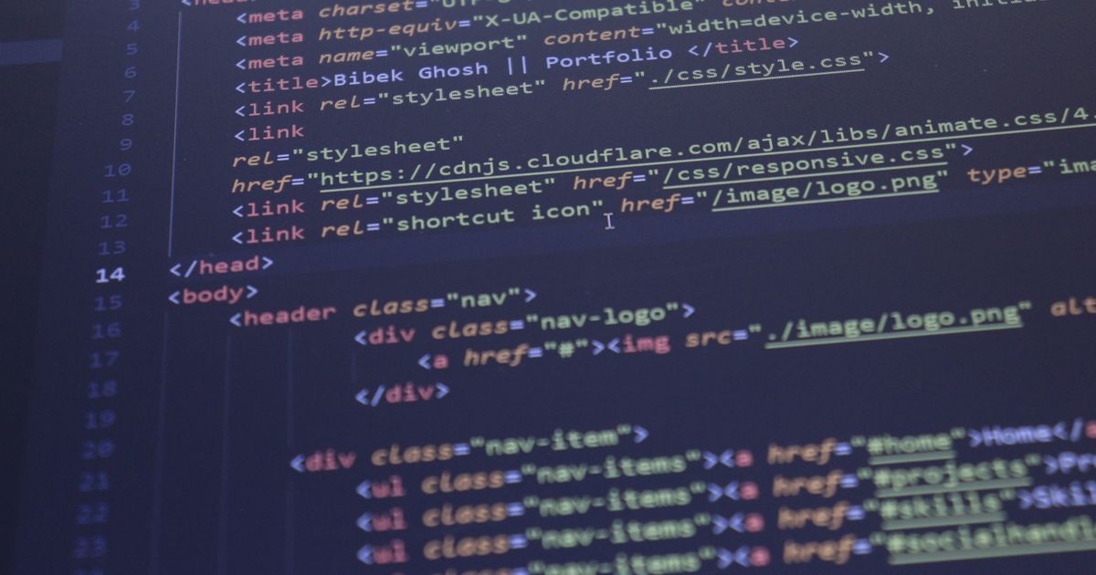 Close-up of HTML and CSS code on a computer screen, representing structured data and schema markup