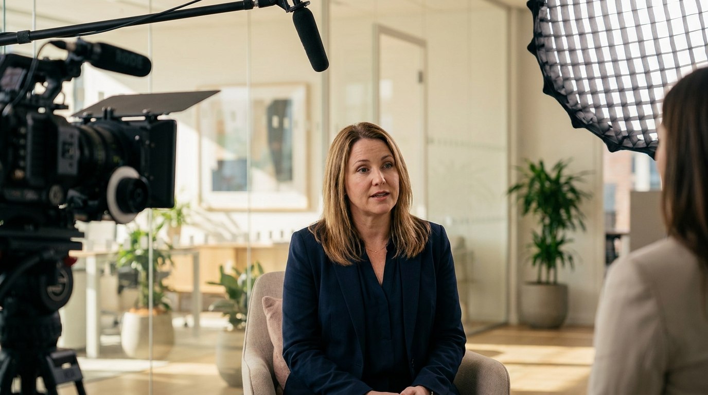 Corporate video interview being filmed