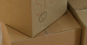 Labelled cardboard boxes ready for moving day, representing a website migration