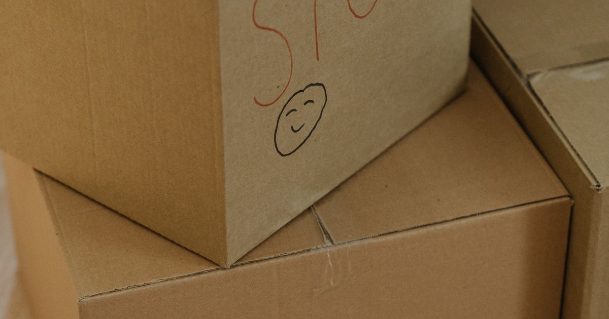 Labelled cardboard boxes ready for moving day, representing a website migration